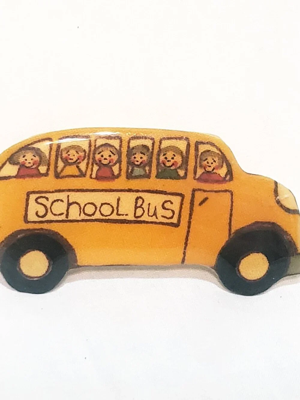 Yellow School Bus Children Resin Brooch Pin 2